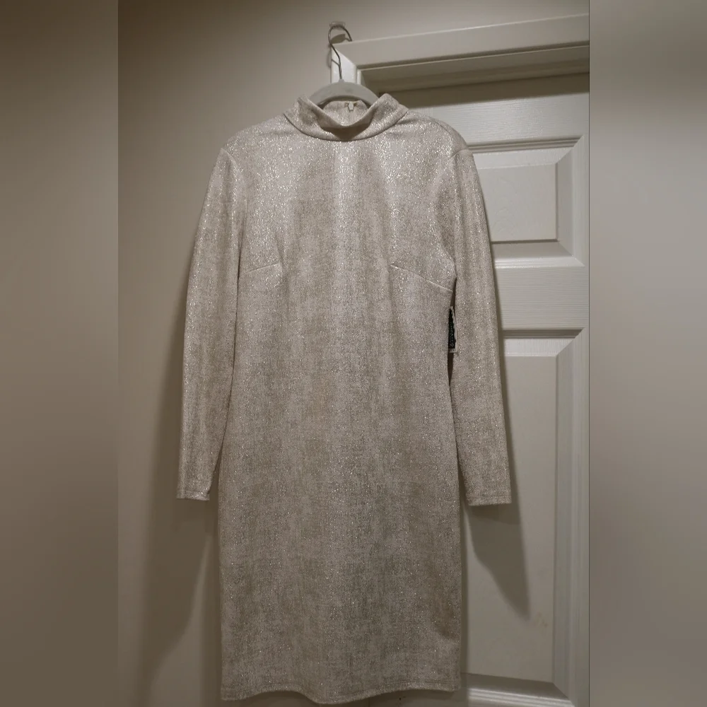 Womens Metallic Mini Sheath Dress - Picture 2 of 9